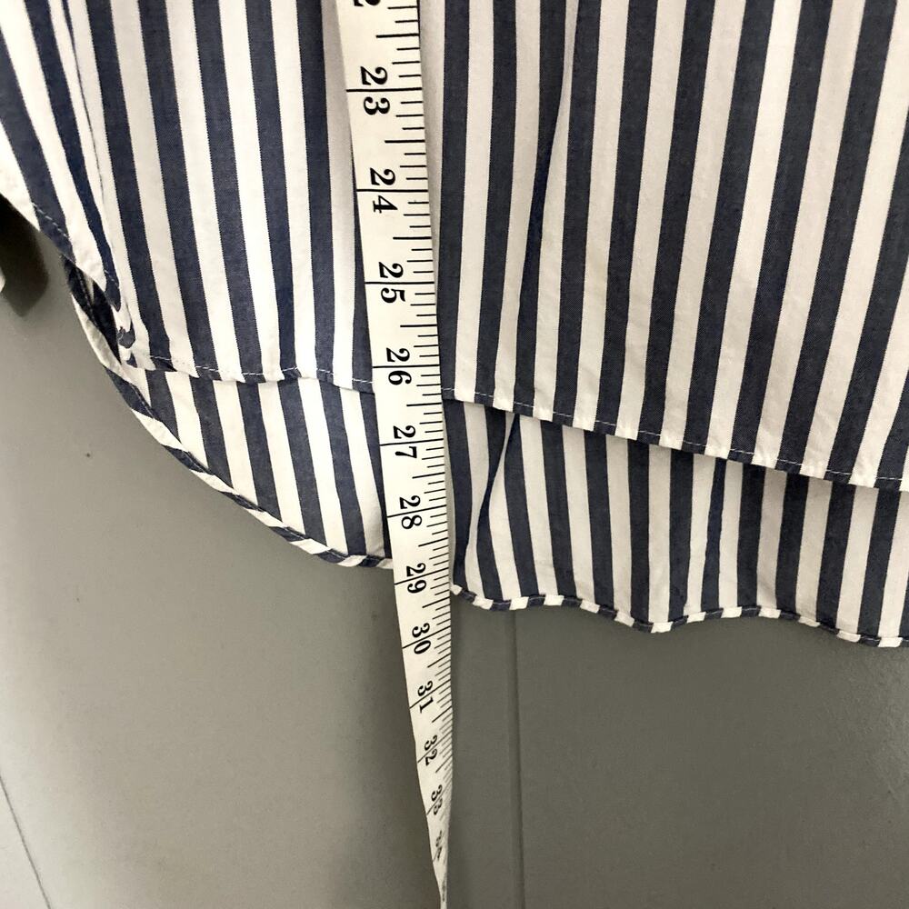 J. Crew Blue White Striped Collared Tie Sleeve Classic Preppy Popover Shirt M - Picture 5 of 7